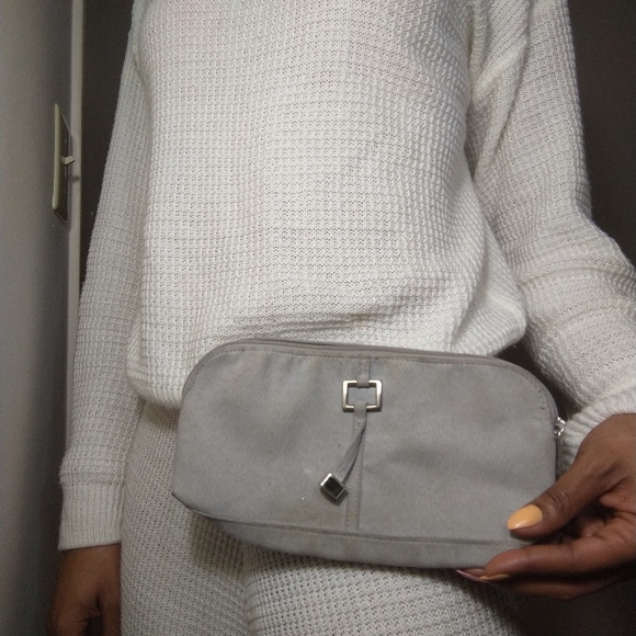 Estée lauder grey suede makeup bag / clutch - Picture 2 of 11